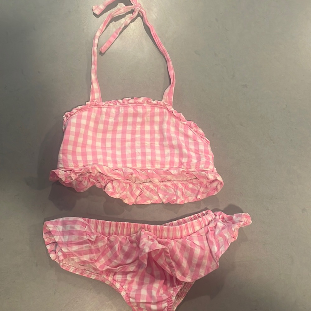 Pink smocked bikini